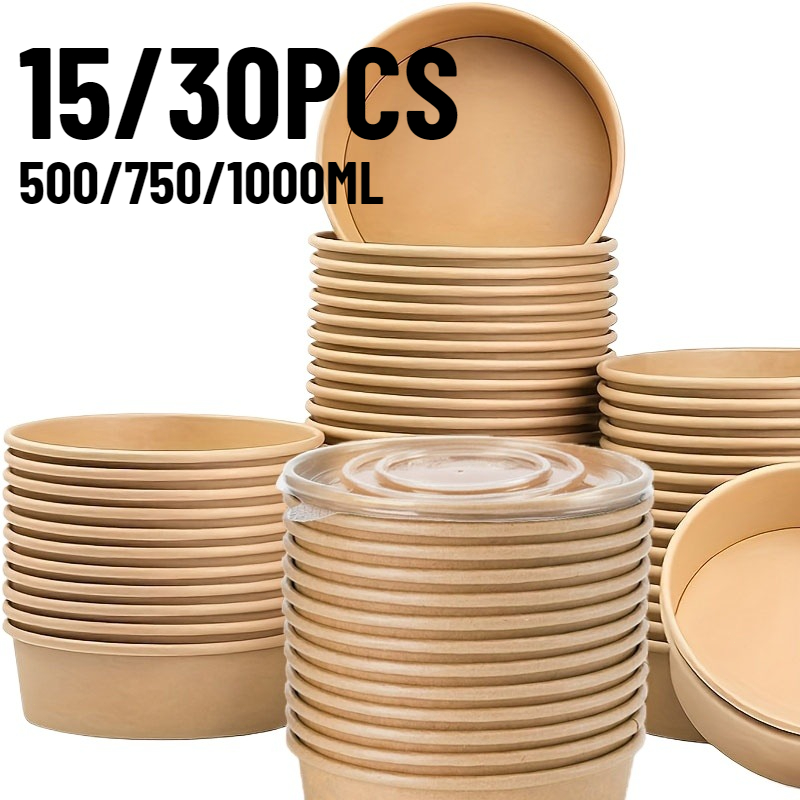 Meal Prep Bowl - 15/30PCS Kraft Paper Bowls Disposable Bowls