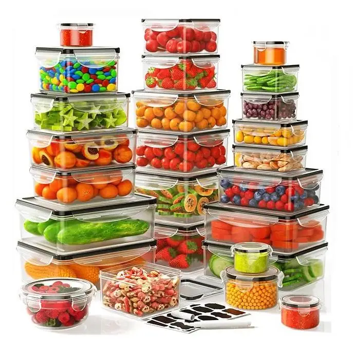 Meal Prep Kitchen - 40/42/50/52/62Pcs Large Airtight Food Storage Containers