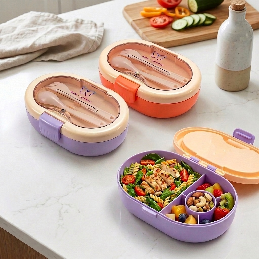 Plastic Bento Lunch Box with C - Meal Prep Or Prep Meal ulasan dan harga